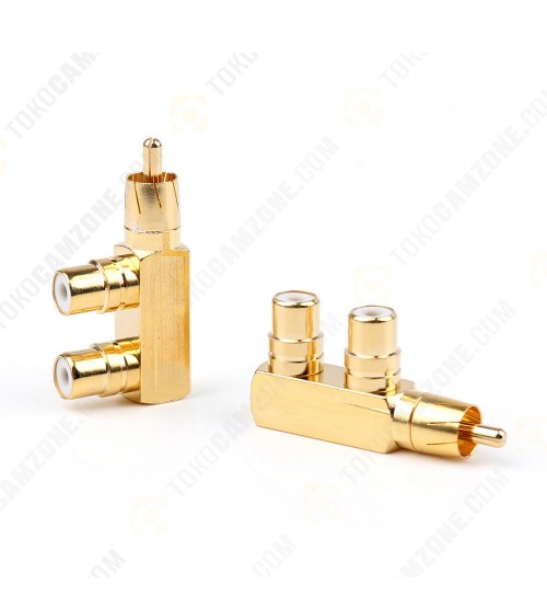 RCA Y Splitter Gold Adapter 1 Male to 2 Female